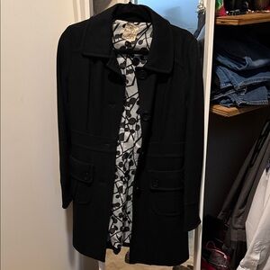 Tulle Black Trench Coat with Patterned Lining